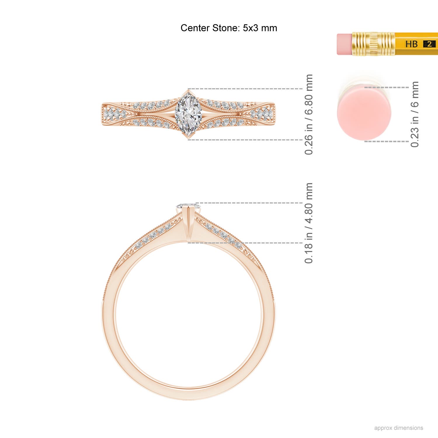 I-J, I1-I2 / 0.38 CT / 14 KT Rose Gold