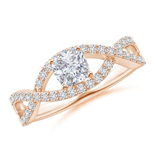 4.5mm HSI2 Cushion Diamond Infinity Twist Shank Engagement Ring  in Rose Gold
