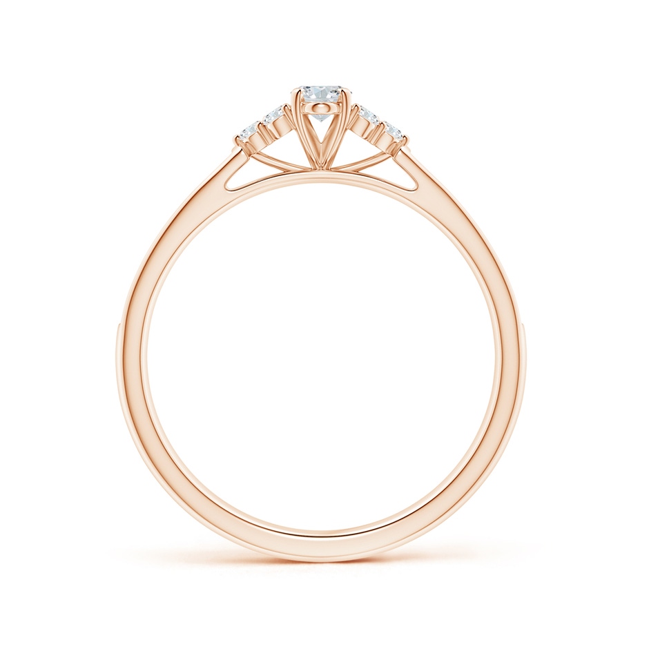 5x3mm GVS2 Oval Diamond Engagement Ring with Trio Accents in Rose Gold side-1