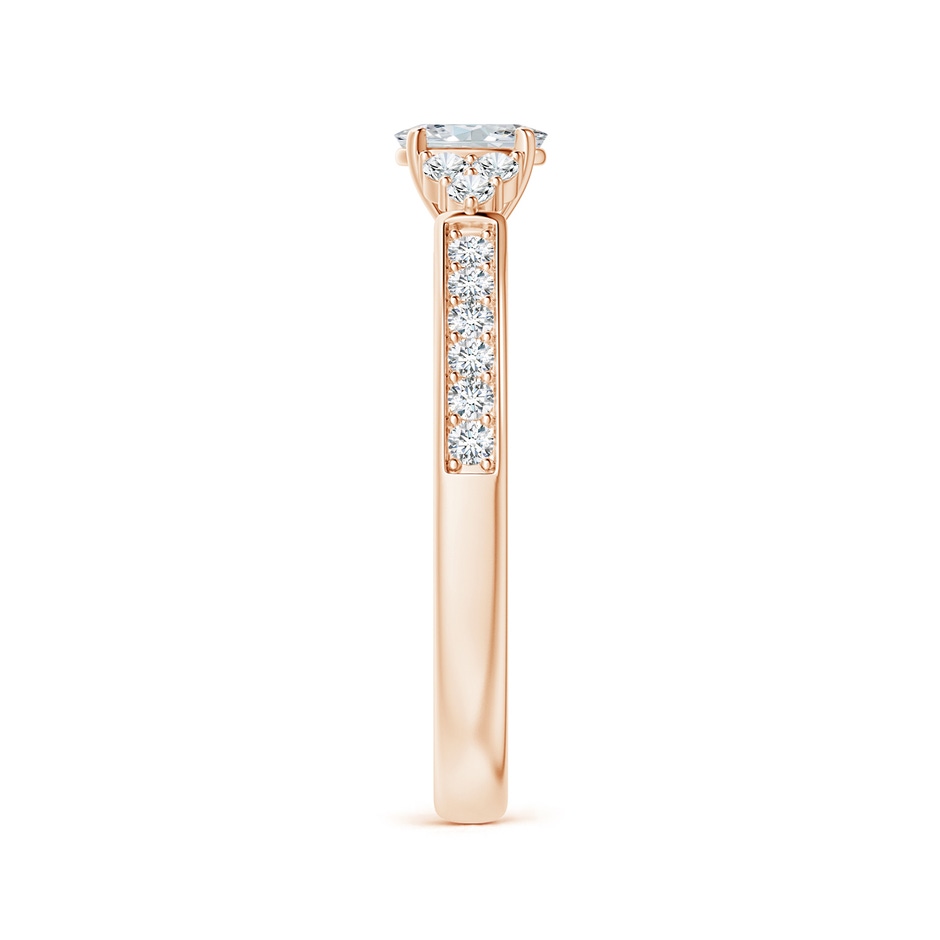 5x3mm GVS2 Oval Diamond Engagement Ring with Trio Accents in Rose Gold side-2