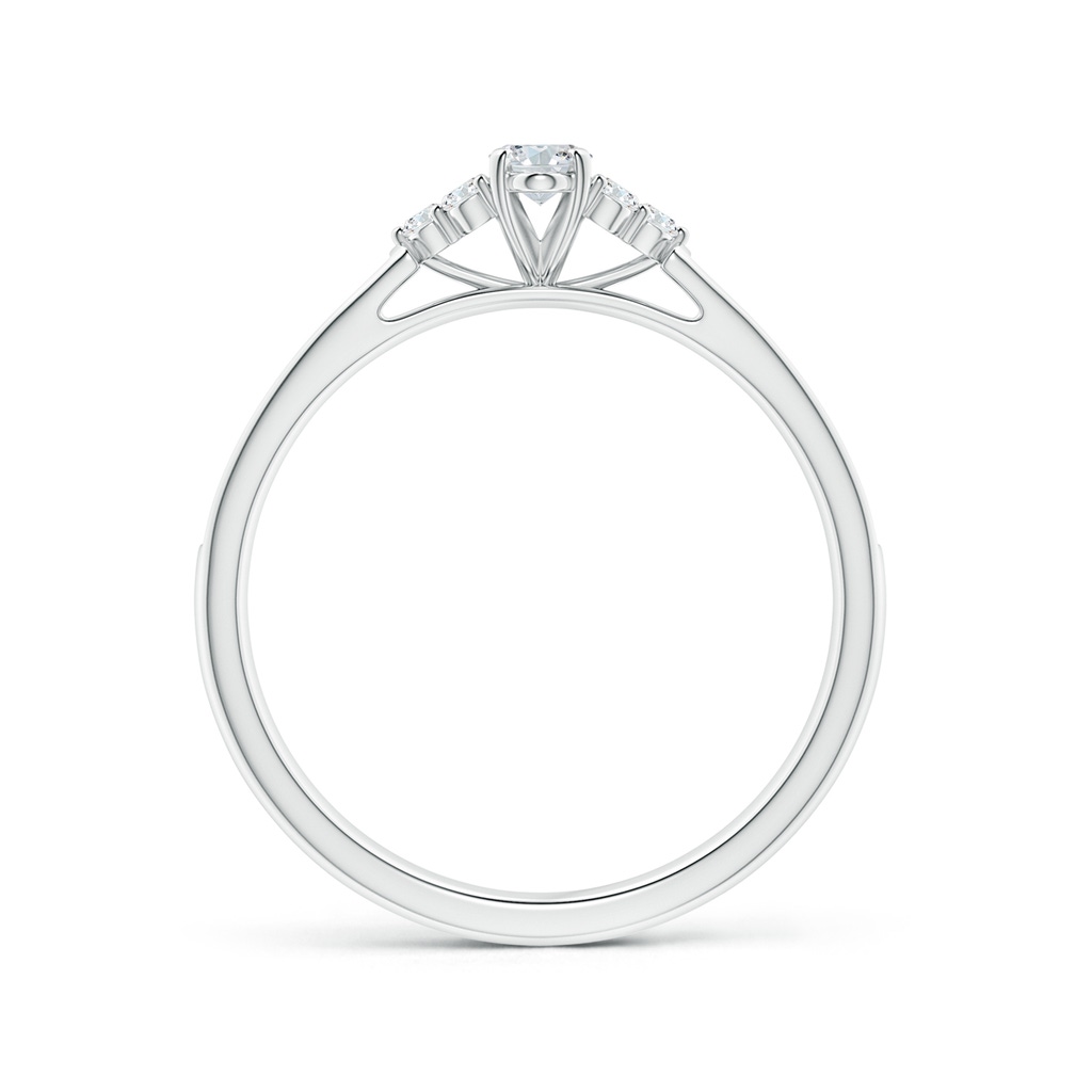 5x3mm GVS2 Oval Diamond Engagement Ring with Trio Accents in White Gold - side_1