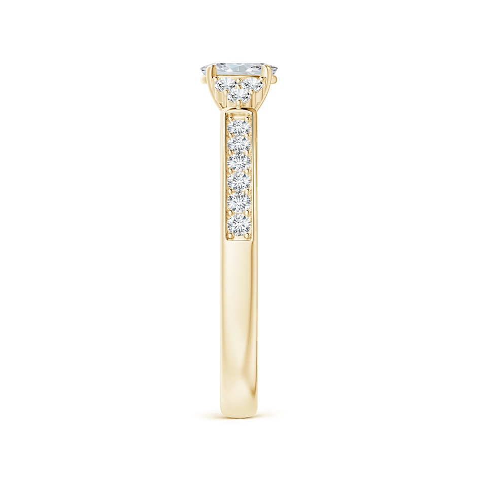 5x3mm GVS2 Oval Diamond Engagement Ring with Trio Accents in Yellow Gold side-2