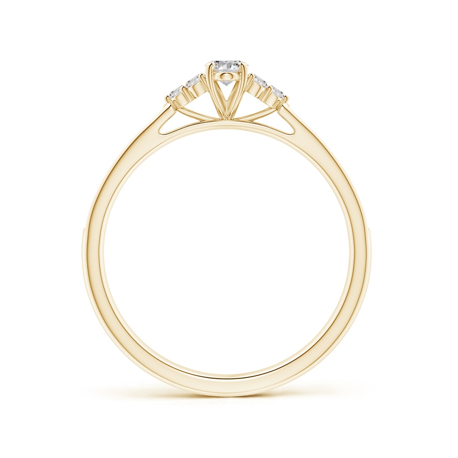 5x3mm IJI1I2 Oval Diamond Engagement Ring with Trio Accents in Yellow Gold side-1