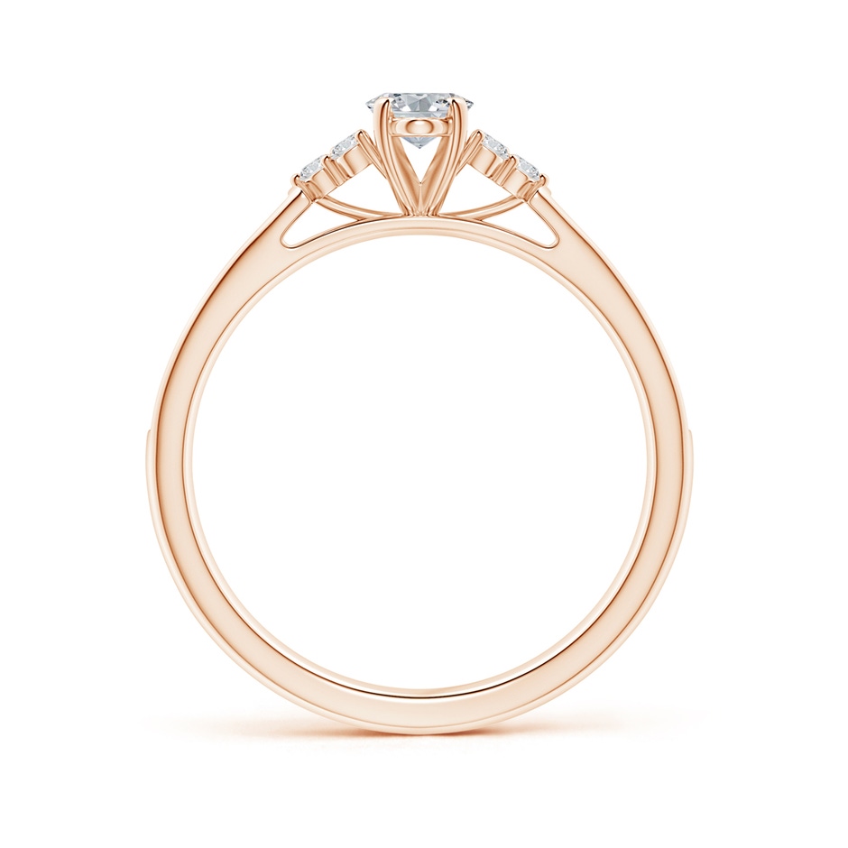 6x4mm HSI2 Oval Diamond Engagement Ring with Trio Accents in Rose Gold side-1