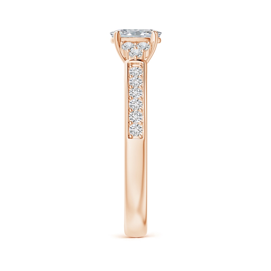 6x4mm HSI2 Oval Diamond Engagement Ring with Trio Accents in Rose Gold side-2
