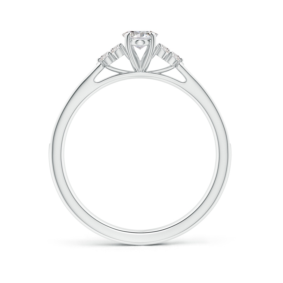 6x4mm IJI1I2 Oval Diamond Engagement Ring with Trio Accents in White Gold side-1
