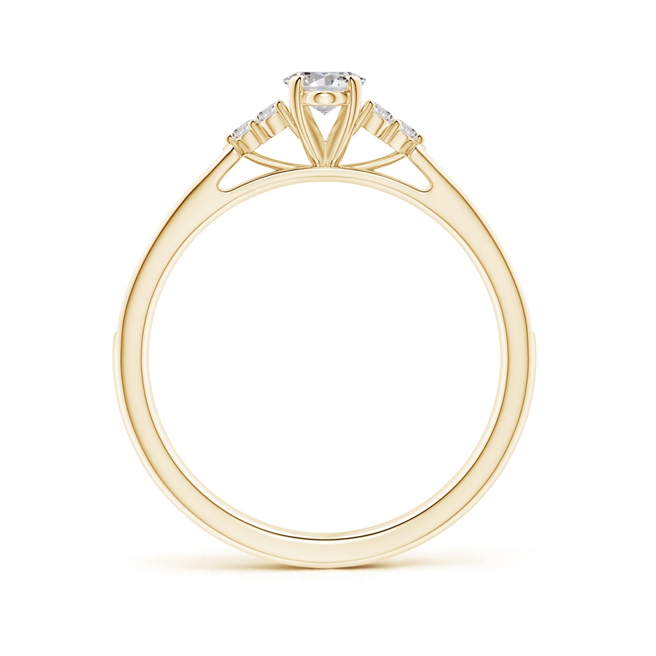 6x4mm IJI1I2 Oval Diamond Engagement Ring with Trio Accents in Yellow Gold side-1