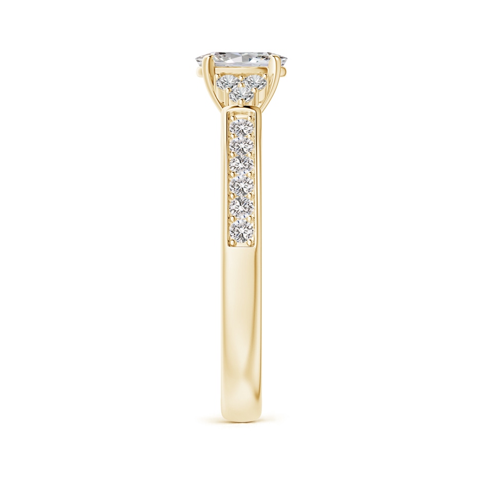 6x4mm IJI1I2 Oval Diamond Engagement Ring with Trio Accents in Yellow Gold side-2
