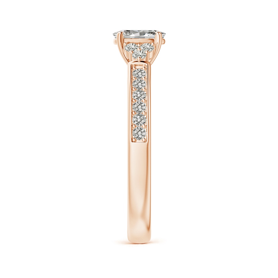 6x4mm KI3 Oval Diamond Engagement Ring with Trio Accents in Rose Gold side-2