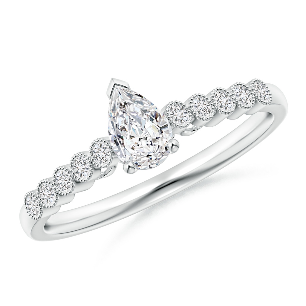 6x4mm HSI2 Pear-Shaped Diamond Engagement Ring with Bezel-Set Accents in White Gold
