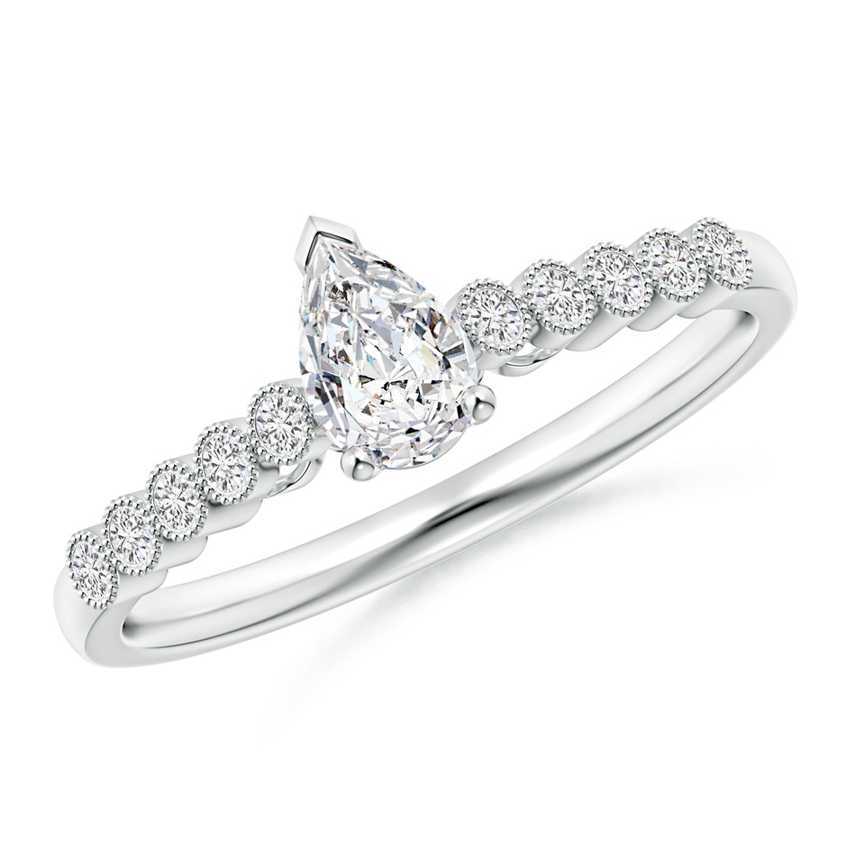 6x4mm HSI2 Pear-Shaped Diamond Engagement Ring with Bezel-Set Accents in White Gold 