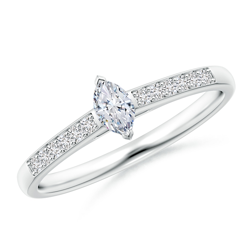 5x3mm HSI2 Marquise Diamond Ring with Pave-Set Accents in White Gold