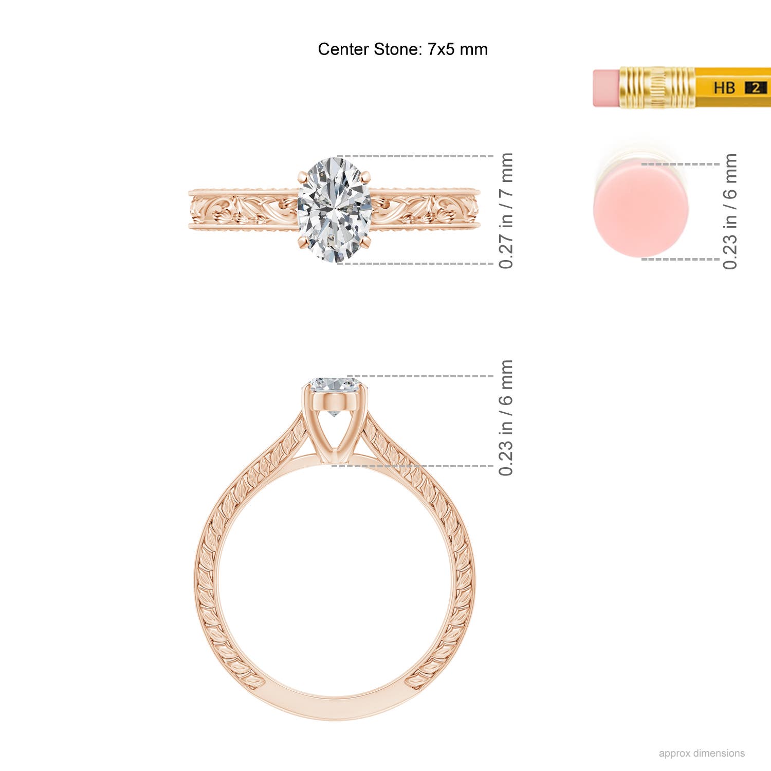 H, SI2 / 0.76 CT / 14 KT Rose Gold