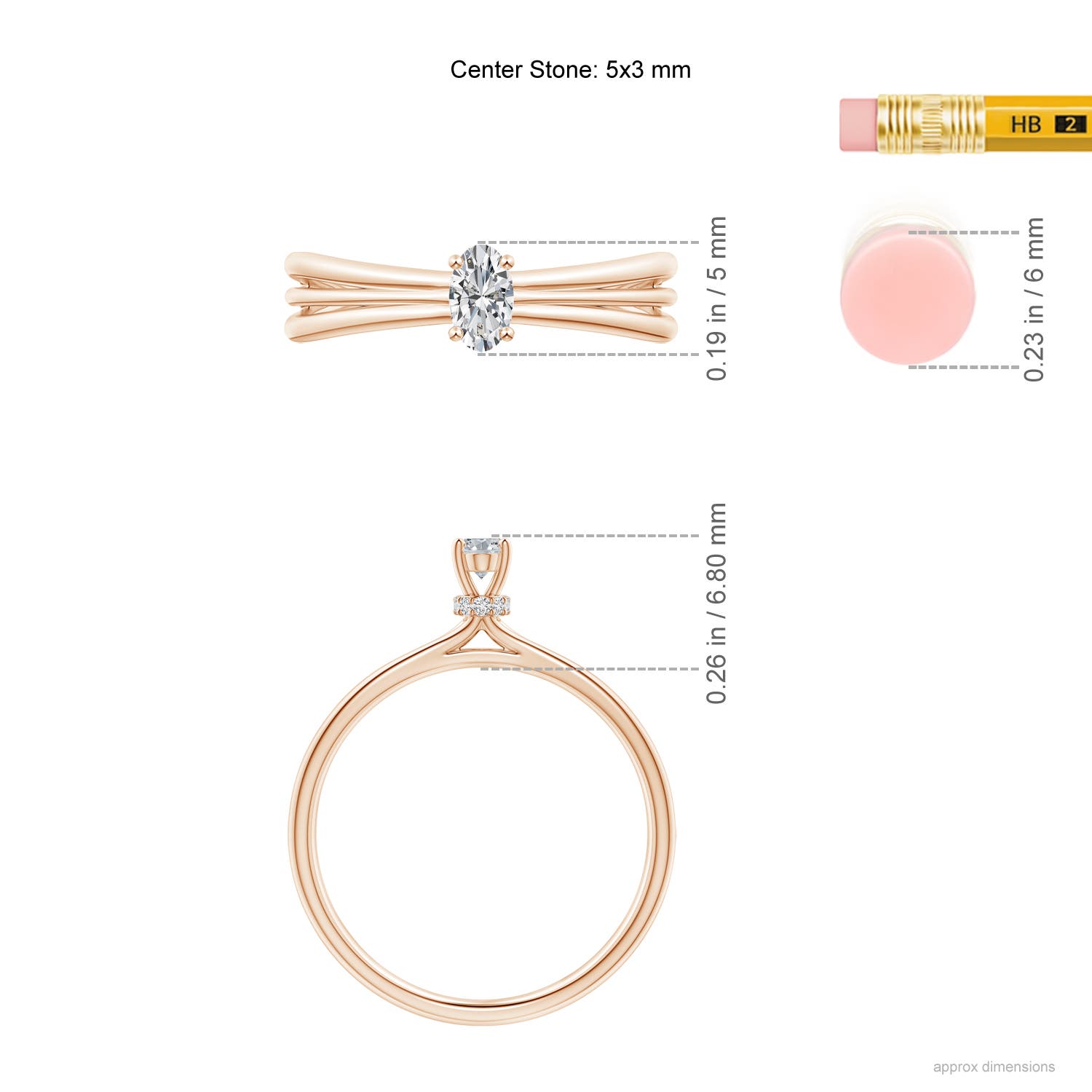 H, SI2 / 0.26 CT / 14 KT Rose Gold