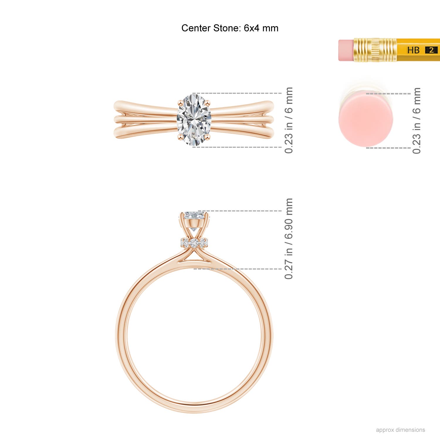 H, SI2 / 0.49 CT / 14 KT Rose Gold