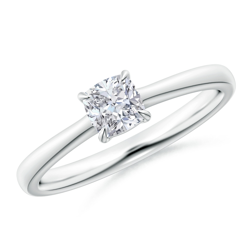 4.5mm HSI2 Cushion Diamond Solitaire Engagement Ring in White Gold
