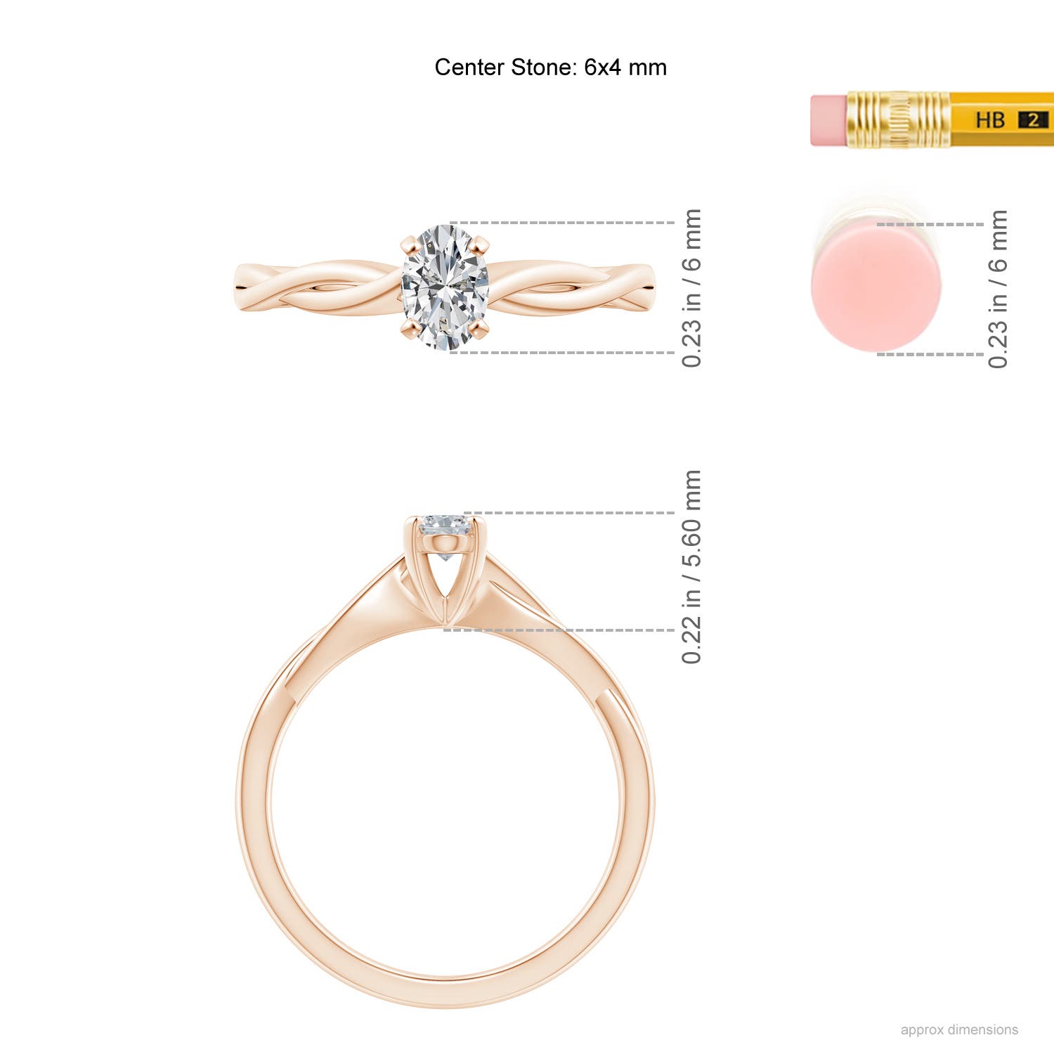 H, SI2 / 0.43 CT / 14 KT Rose Gold