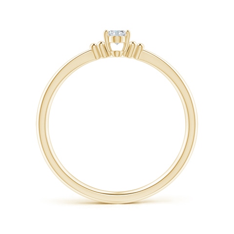 5x3mm GVS2 Solitaire Oval Diamond Beaded Engagement Ring in Yellow Gold