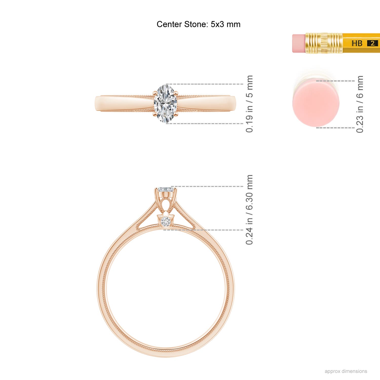 H, SI2 / 0.23 CT / 14 KT Rose Gold