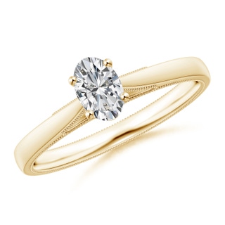 6x4mm HSI2 Solitaire Oval Diamond Engagement Ring with Milgrain in Yellow Gold
