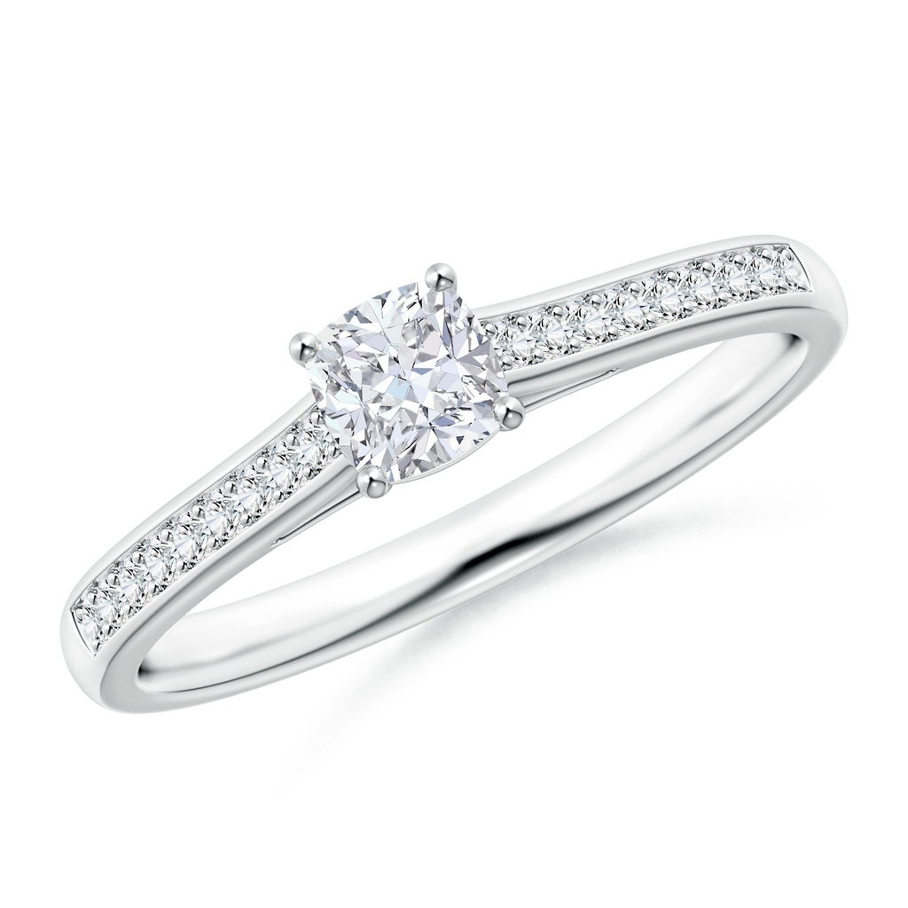 4mm GVS2 Solitaire Cushion Diamond Cathedral Engagement Ring in White Gold