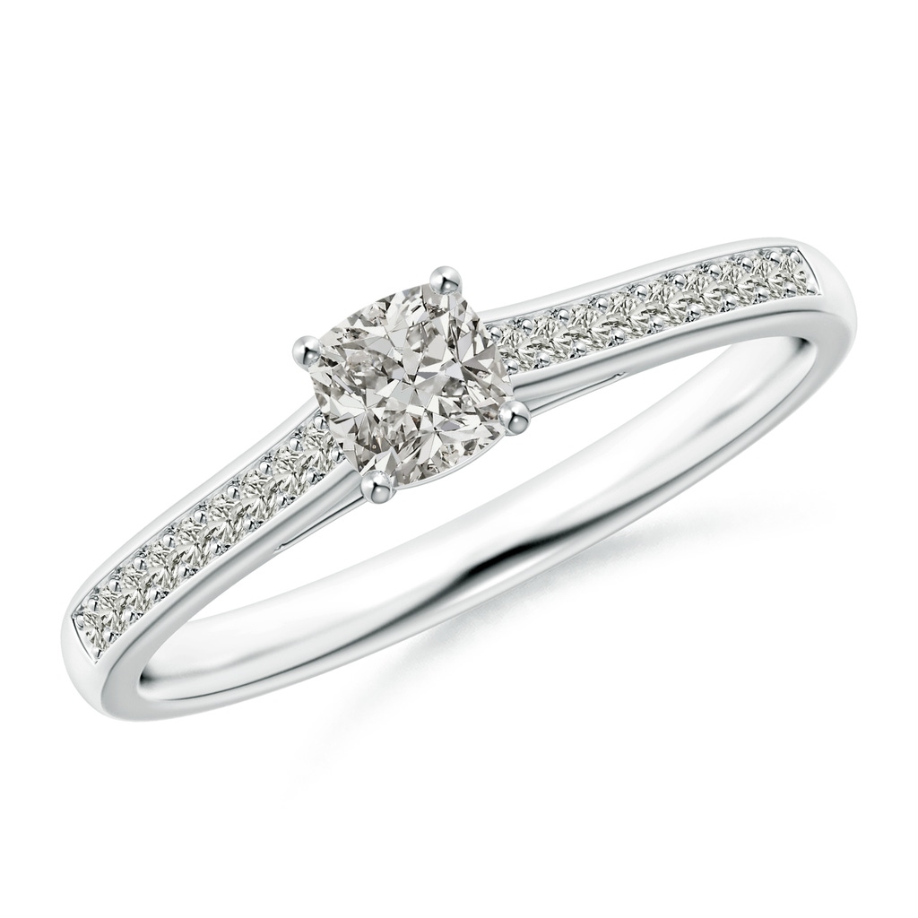4mm KI3 Solitaire Cushion Diamond Cathedral Engagement Ring in White Gold 