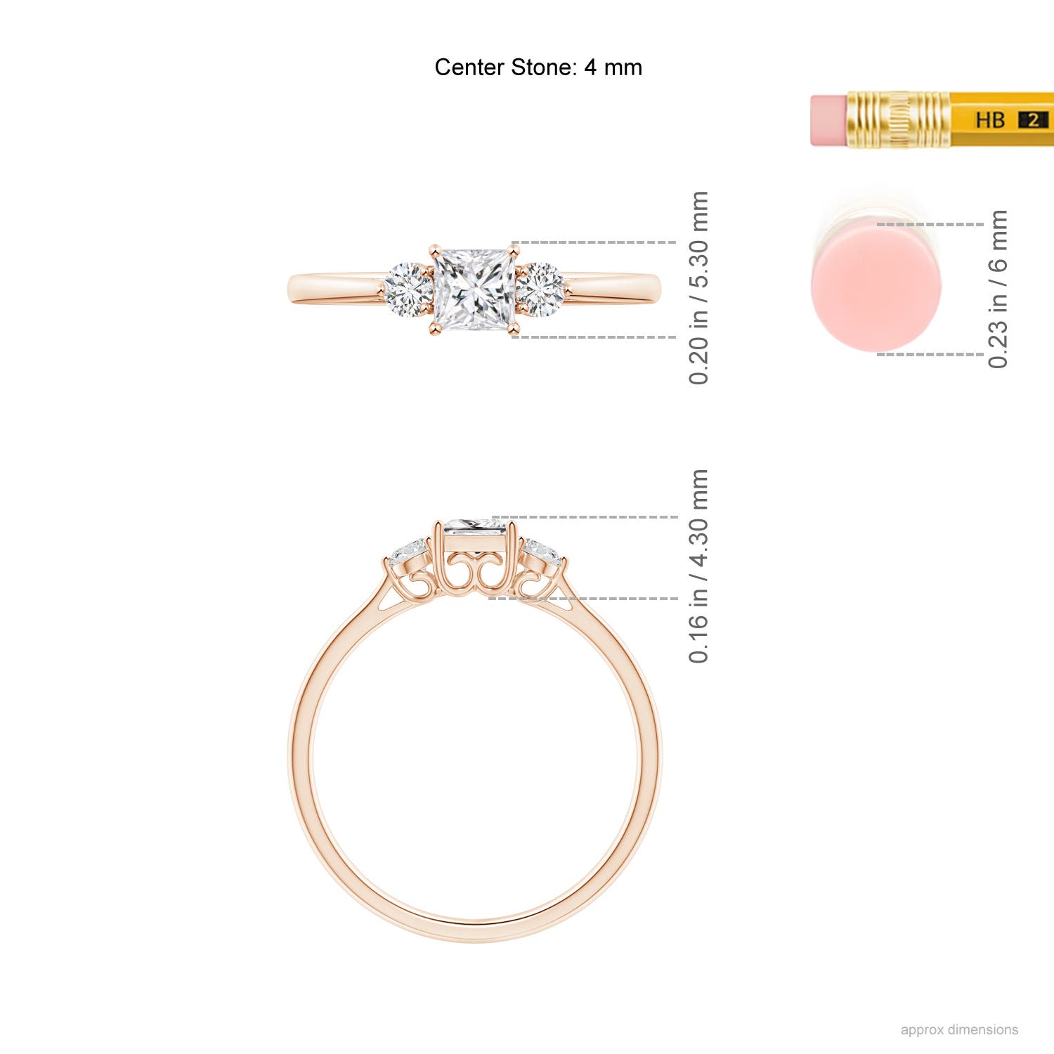 H, SI2 / 0.52 CT / 14 KT Rose Gold