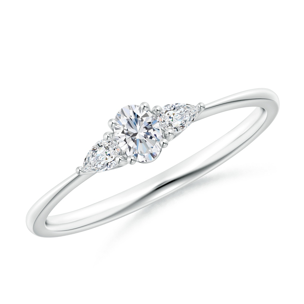 4x3mm GVS2 Oval and Pear-Shaped Diamond Three Stone Ring in P950 Platinum