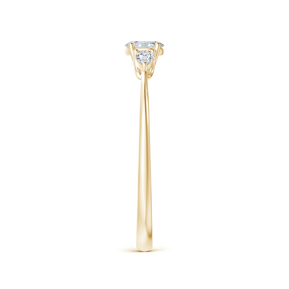 4x3mm GVS2 Oval and Pear-Shaped Diamond Three Stone Ring in Yellow Gold side-2