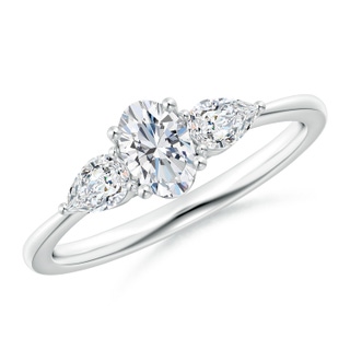 6x4mm GVS2 Oval and Pear-Shaped Diamond Three Stone Ring in P950 Platinum