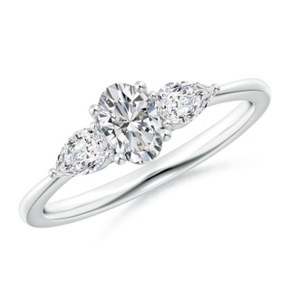 6x4mm HSI2 Oval and Pear-Shaped Diamond Three Stone Ring in P950 Platinum