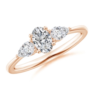 6x4mm HSI2 Oval and Pear-Shaped Diamond Three Stone Ring in Rose Gold