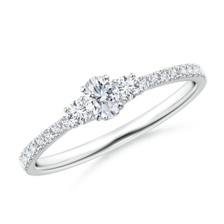 4x3mm GVS2 Oval and Round Diamond Three Stone Ring with Accents in P950 Platinum