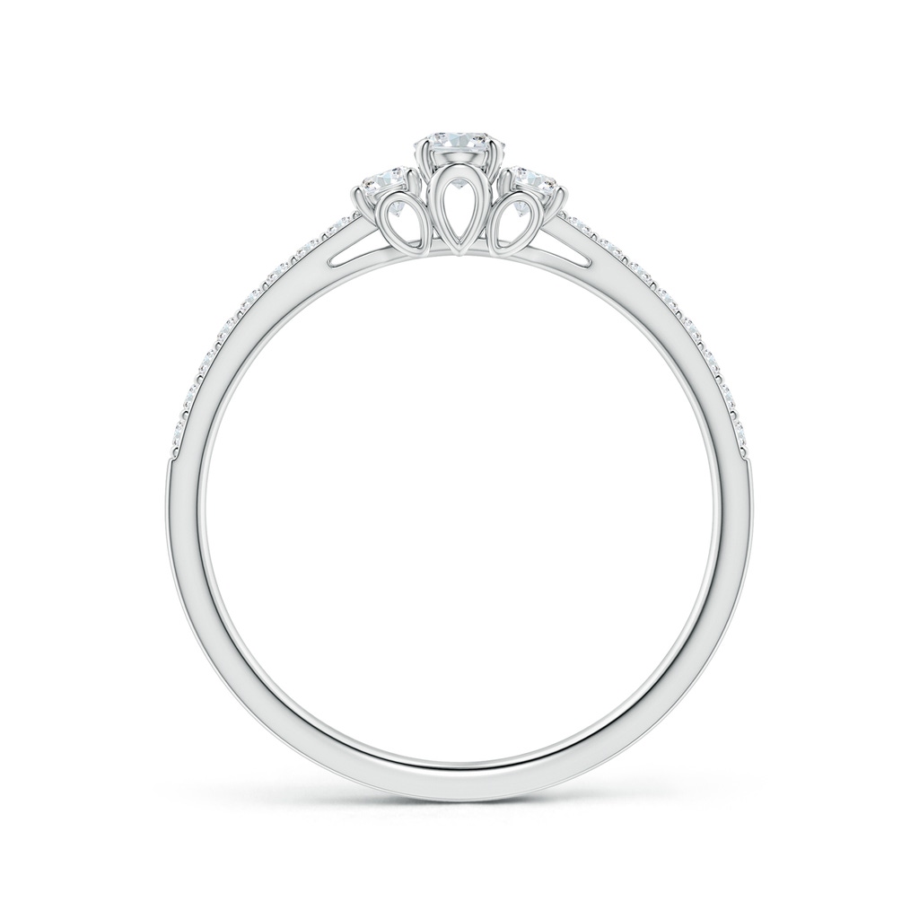 4x3mm GVS2 Oval and Round Diamond Three Stone Ring with Accents in P950 Platinum Side-1