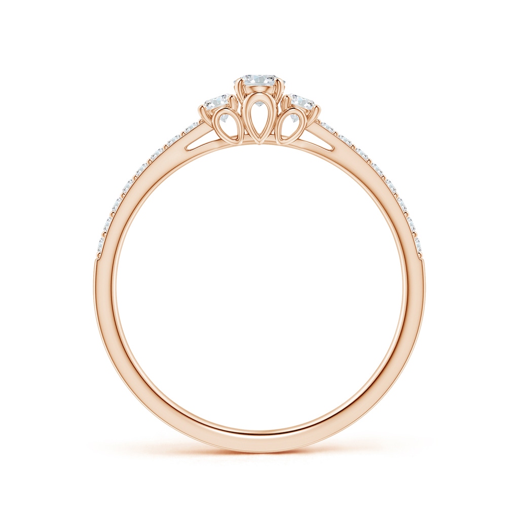 4x3mm GVS2 Oval and Round Diamond Three Stone Ring with Accents in Rose Gold Side-1