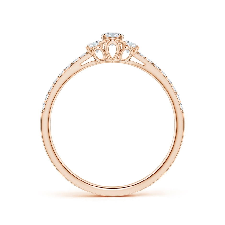 4x3mm GVS2 Oval and Round Diamond Three Stone Ring with Accents in Rose Gold side-1