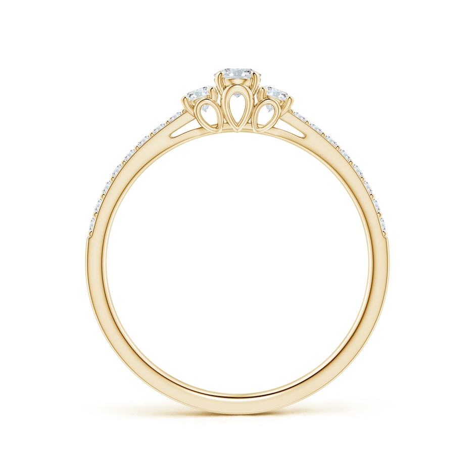 4x3mm GVS2 Oval and Round Diamond Three Stone Ring with Accents in Yellow Gold side-1