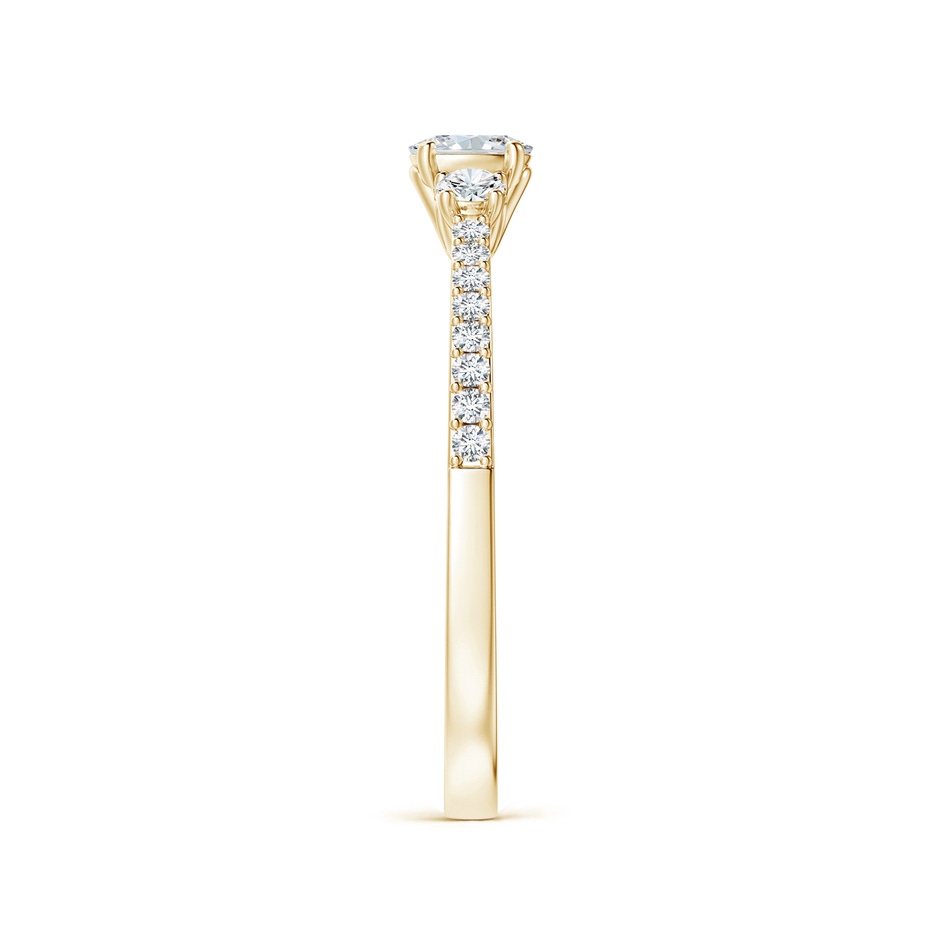 4x3mm GVS2 Oval and Round Diamond Three Stone Ring with Accents in Yellow Gold side-2