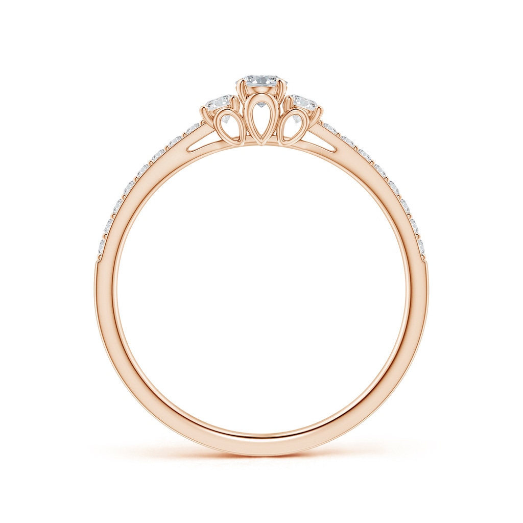 4x3mm HSI2 Oval and Round Diamond Three Stone Ring with Accents in Rose Gold Side-1
