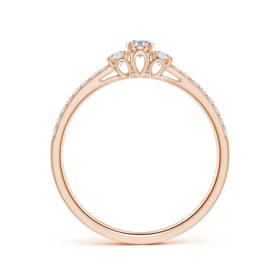 4x3mm HSI2 Oval and Round Diamond Three Stone Ring with Accents in Rose Gold side-1