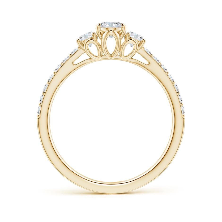6x4mm GVS2 Oval and Round Diamond Three Stone Ring with Accents in Yellow Gold side-1