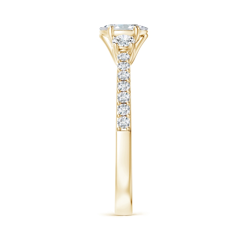 6x4mm GVS2 Oval and Round Diamond Three Stone Ring with Accents in Yellow Gold side-2