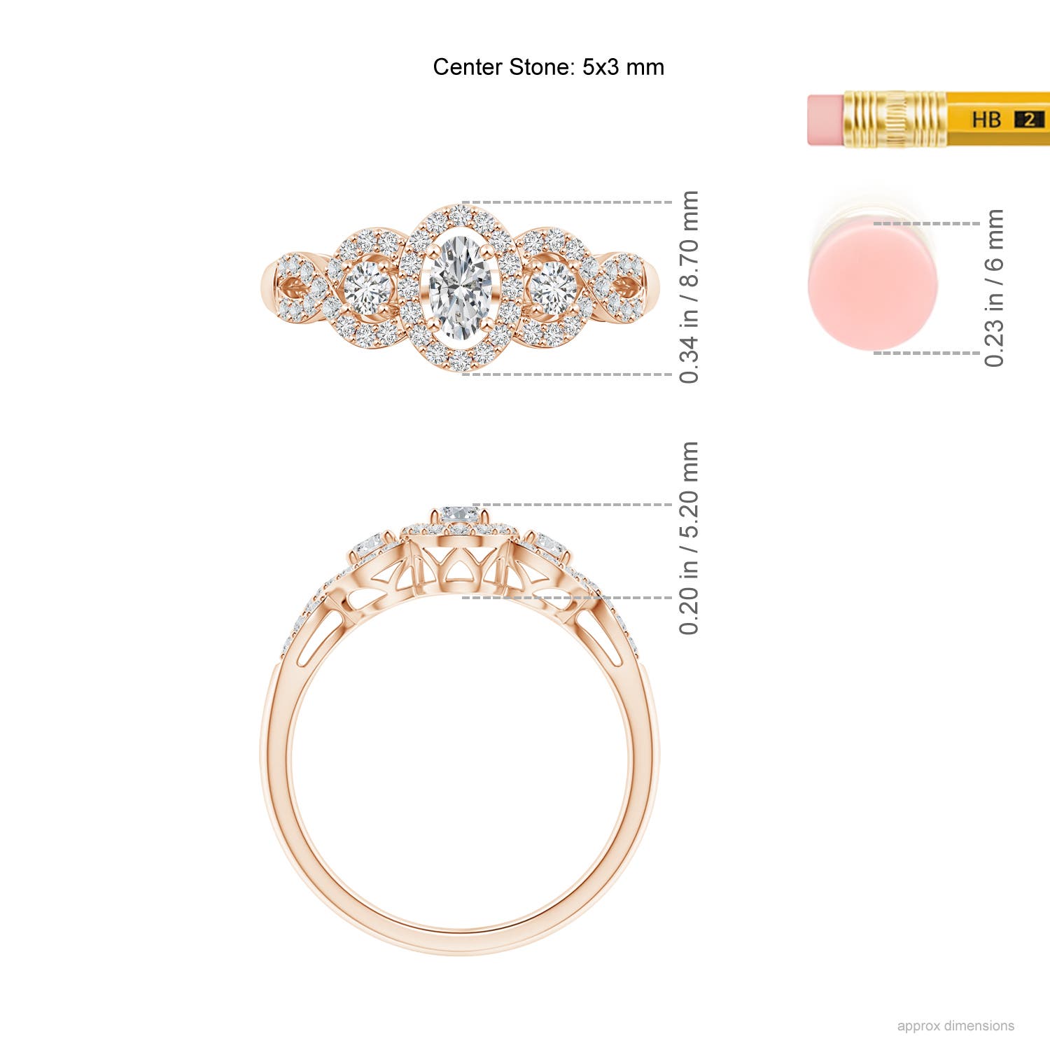 H, SI2 / 0.62 CT / 14 KT Rose Gold