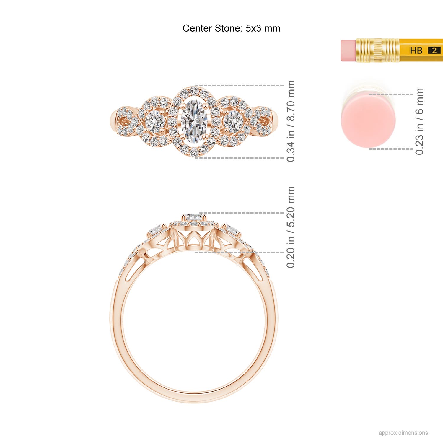 I-J, I1-I2 / 0.62 CT / 14 KT Rose Gold