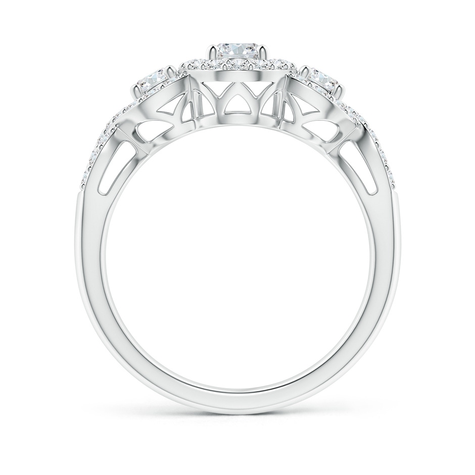 6x4mm GVS2 Oval and Round Diamond Three Stone Ring with Halo in P950 Platinum side-1