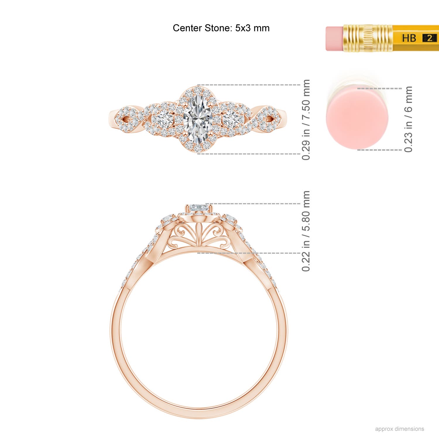 H, SI2 / 0.46 CT / 14 KT Rose Gold