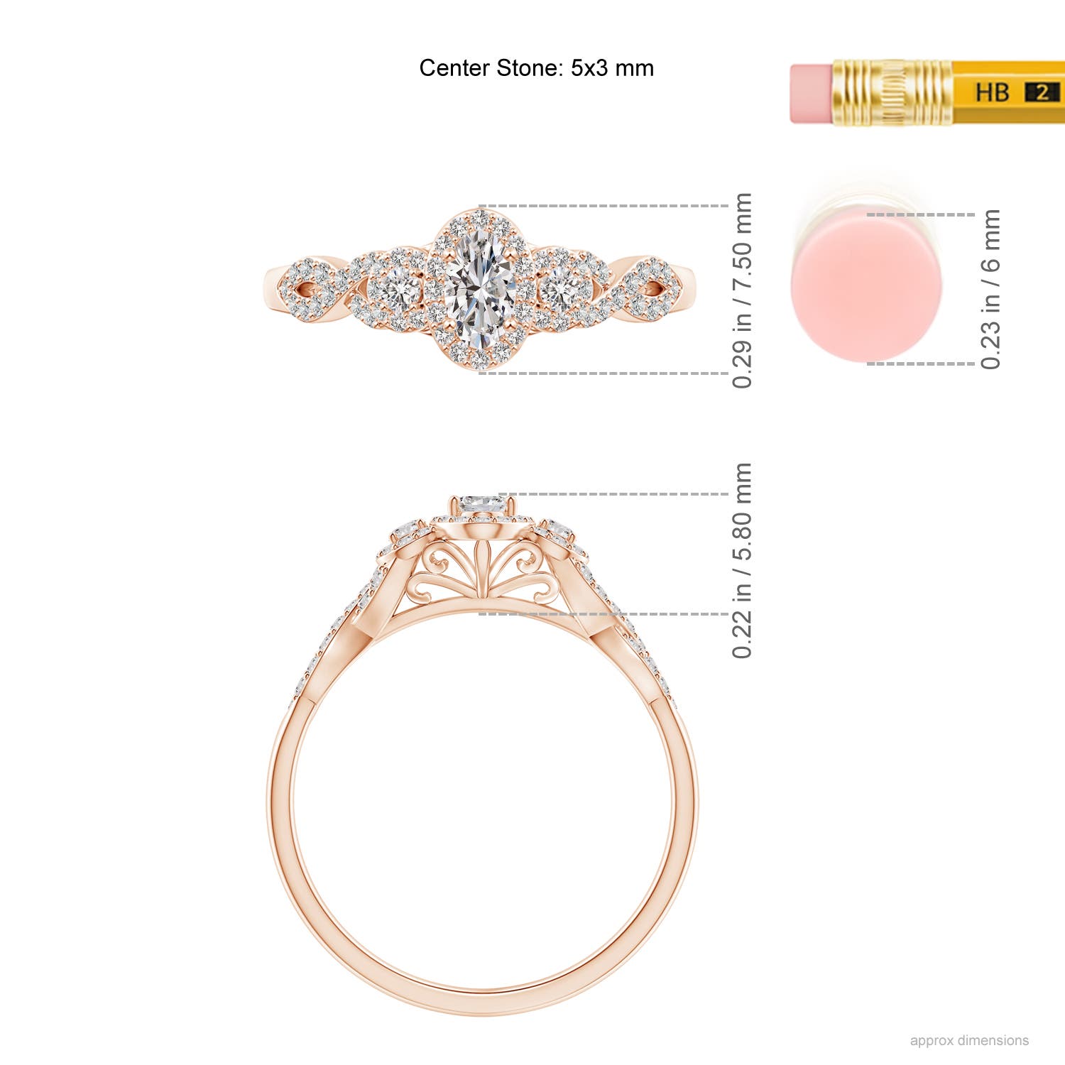 I-J, I1-I2 / 0.46 CT / 14 KT Rose Gold