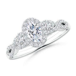 6x4mm GVS2 Oval and Round Diamond Criss Cross Shank Ring in P950 Platinum