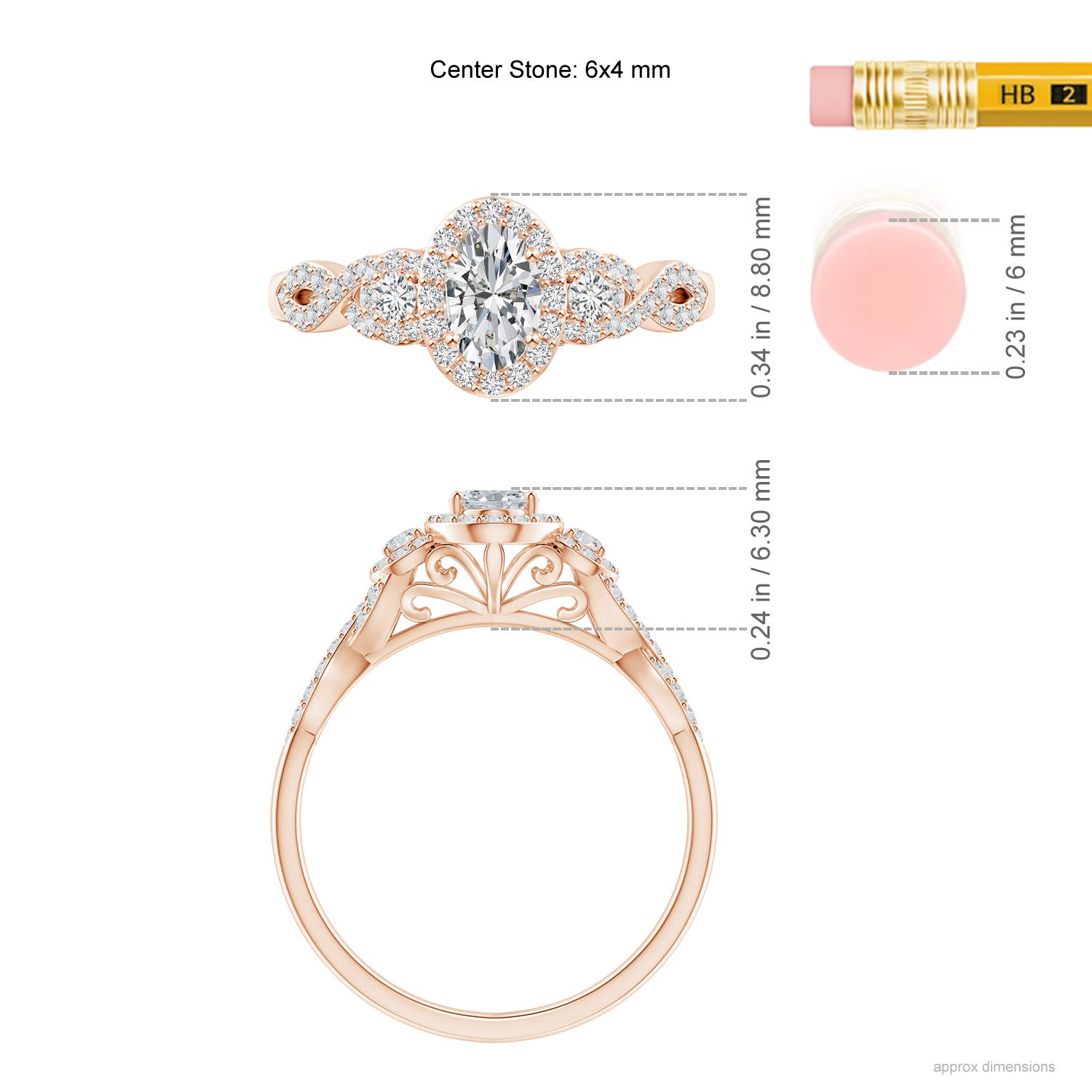 H, SI2 / 0.75 CT / 14 KT Rose Gold