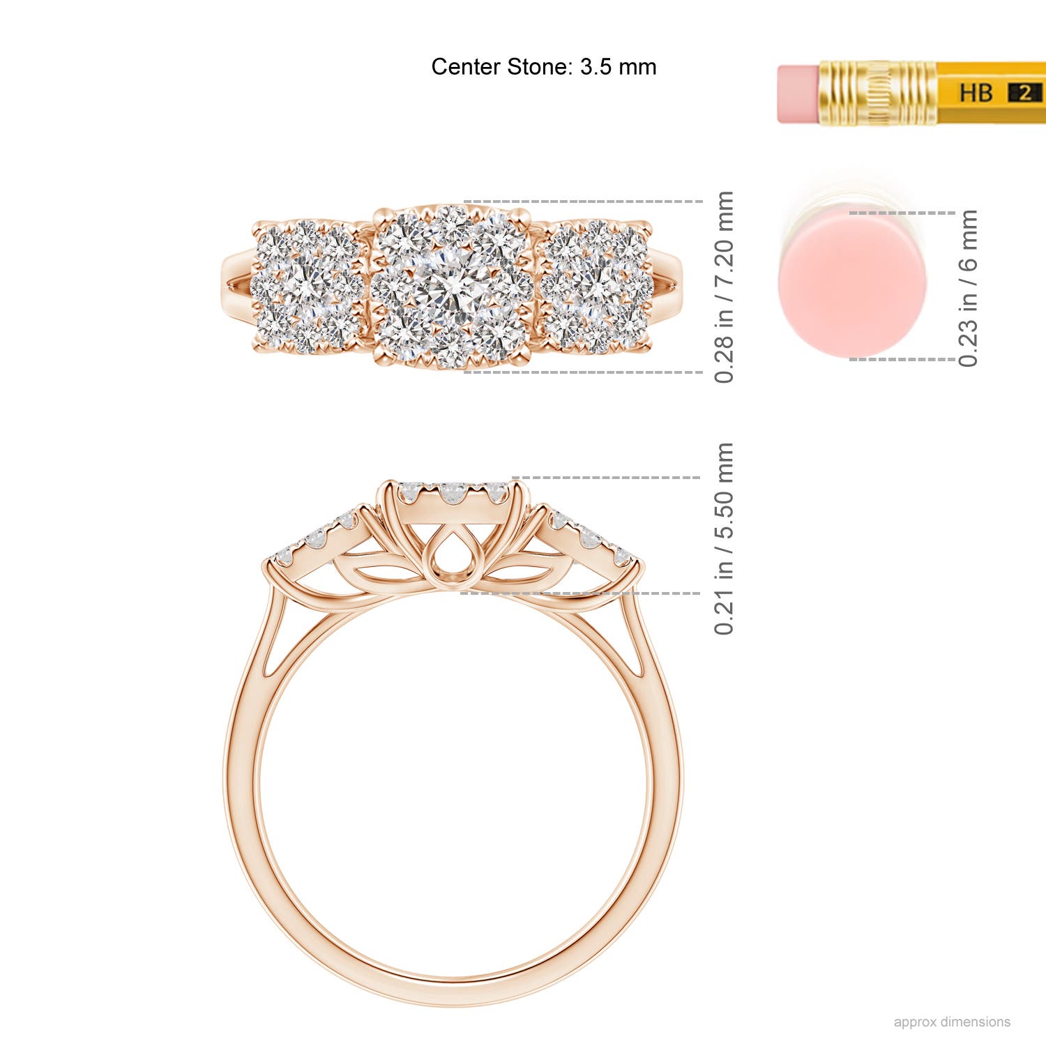 I-J, I1-I2 / 1 CT / 14 KT Rose Gold